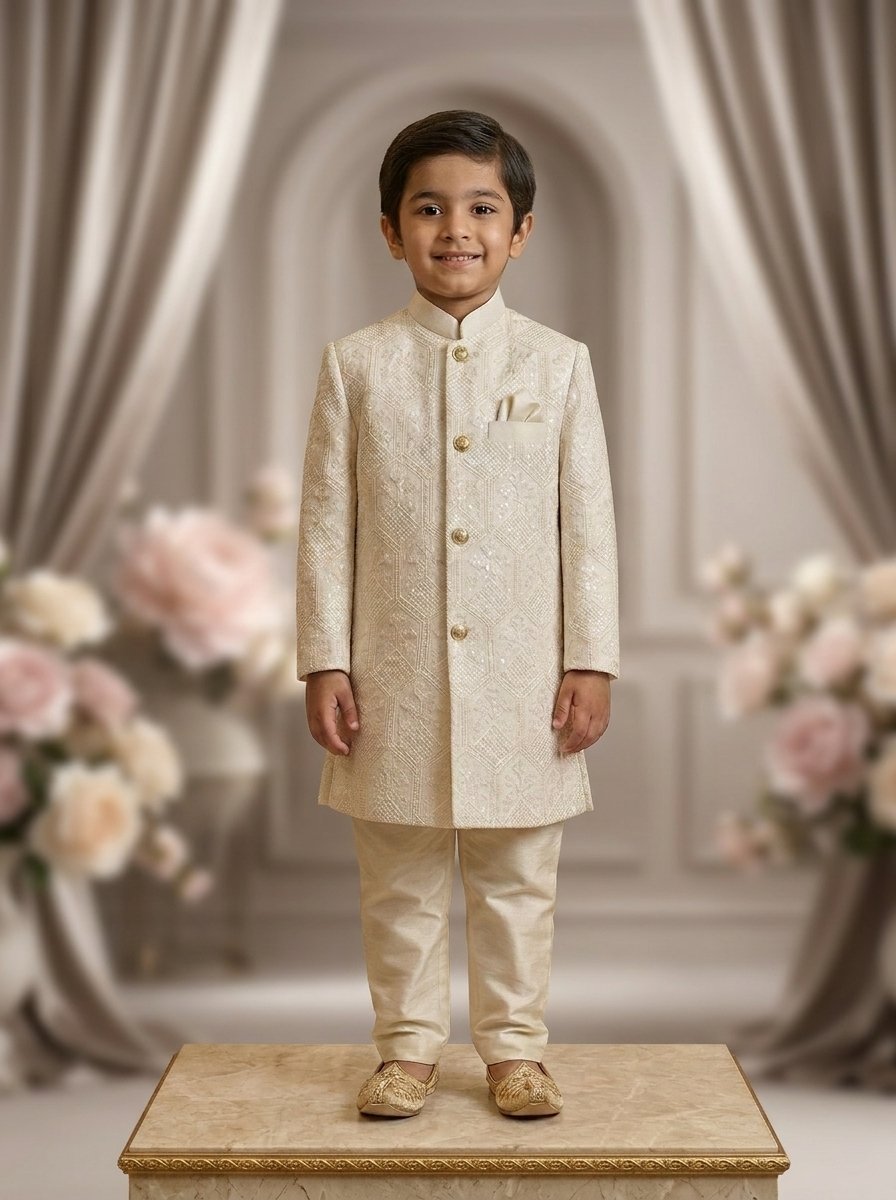 Elegant Off White Emroidered Sherwani